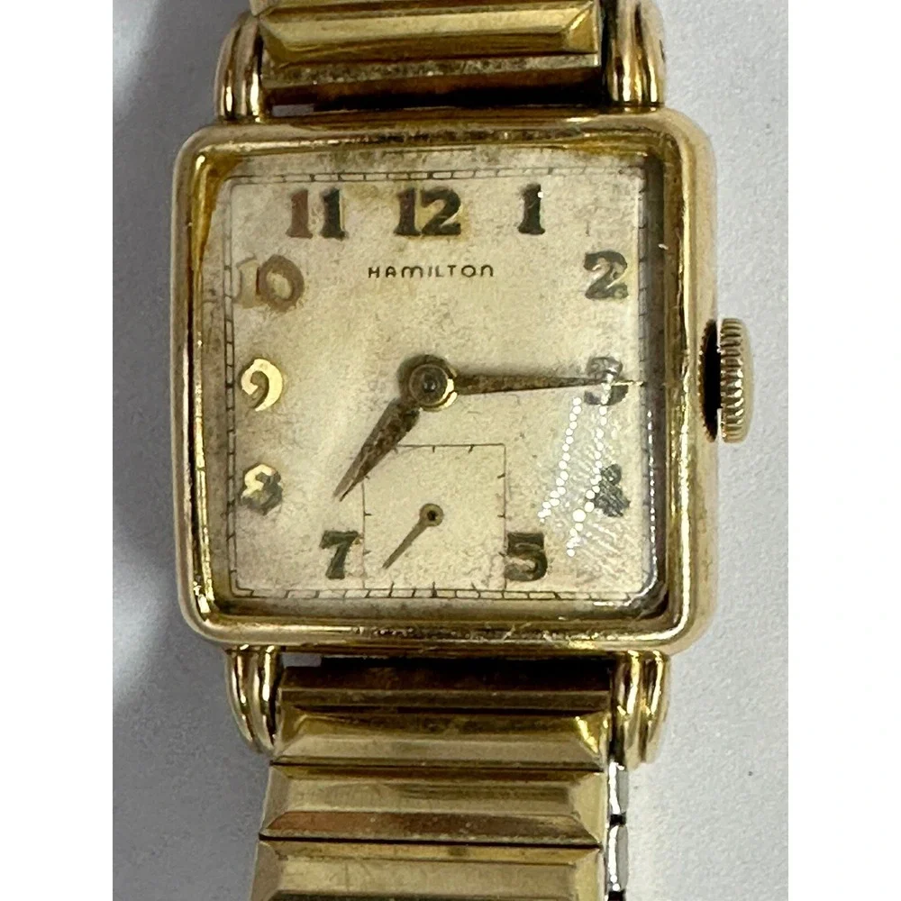 Hamilton 747 Watch Vintage 10K Gold Plated Not Working Womens Speidel‎ Band 26MM